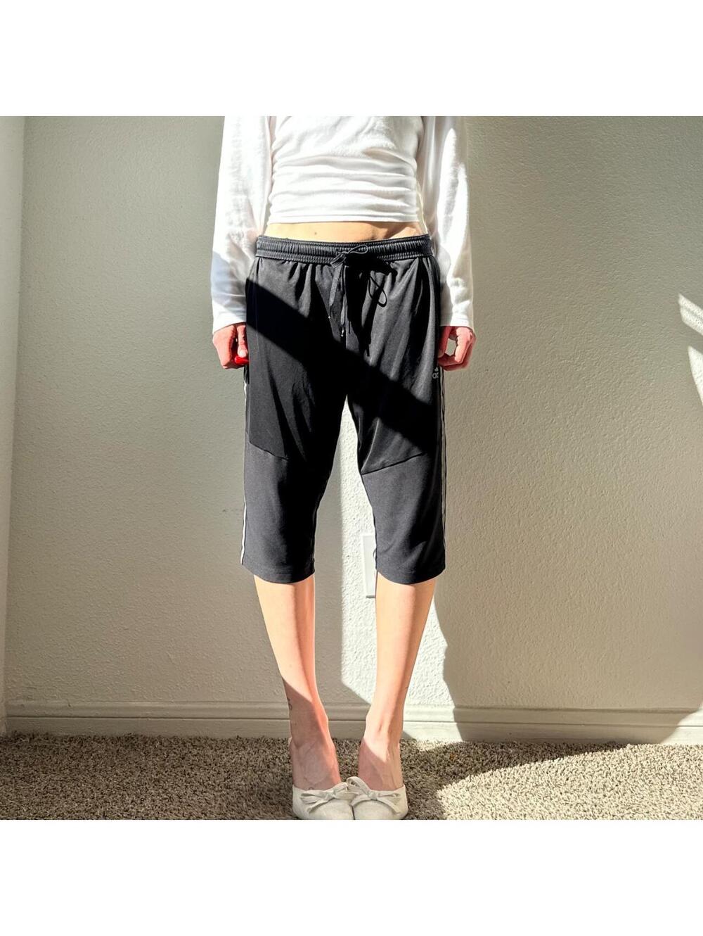 Vintage y2k Adidas  low rise wide leg black cropped athletic wear pants